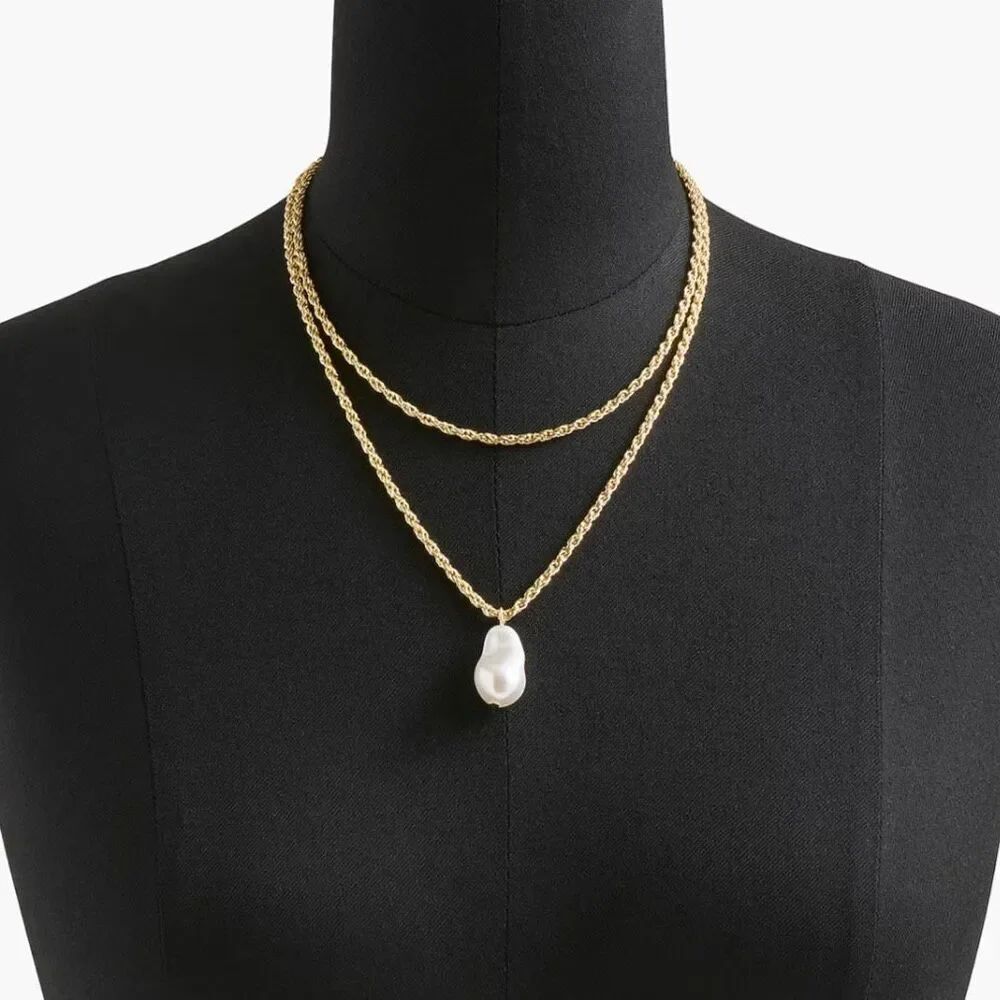J.Crew Factory New Gold Tone Layered Pendant Necklace NEW